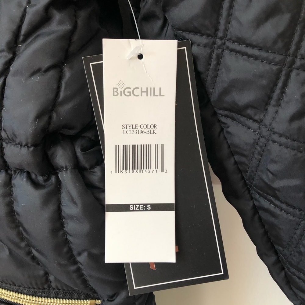 New Hooded Black Quilted Coat jacket small - Picture 2 of 4